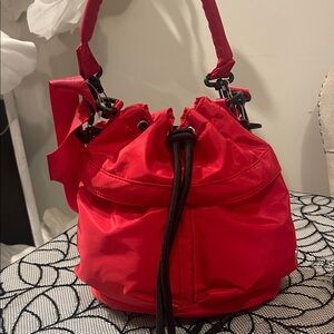 Bearpaew Red Nylon Drawstring Cosmetic Bag